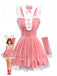 Rosa 1970er Weihnachten Samt Rüschen Bunny Girl Kleid Set