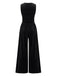 2PCS Schwarz 1950er Netz Top & Samt Jumpsuit