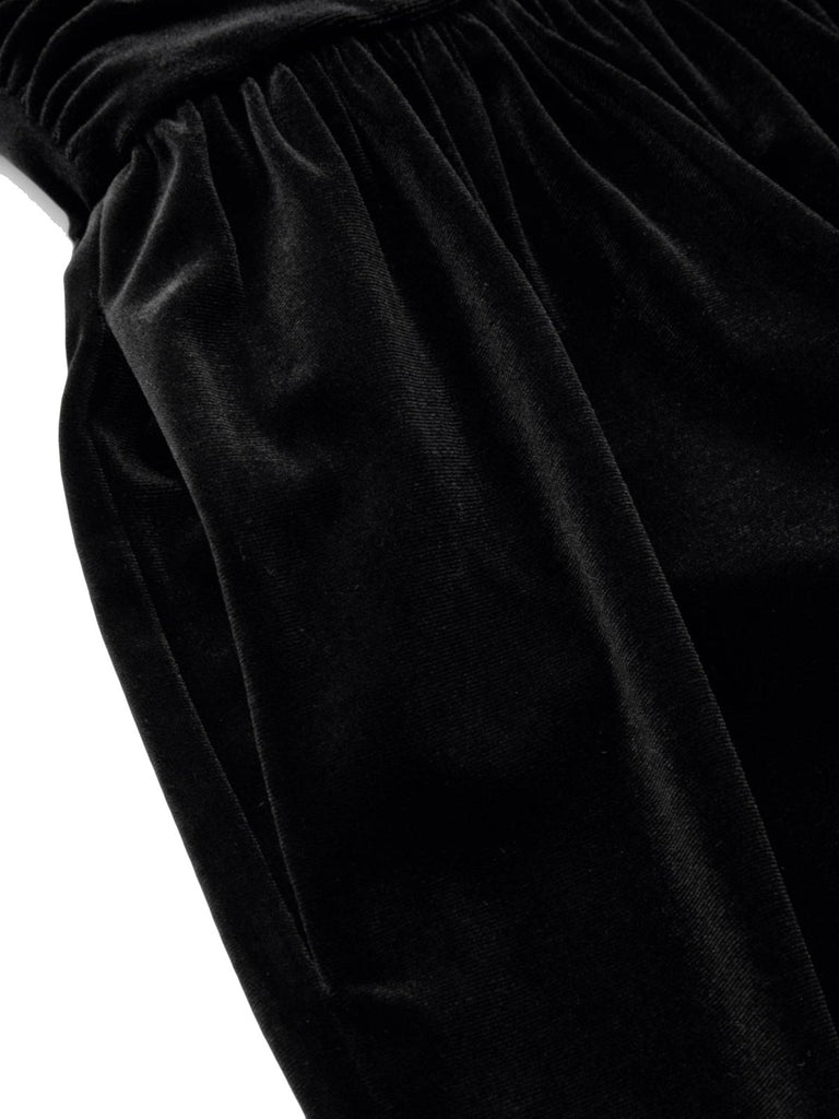 2PCS Schwarz 1950er Netz Top & Samt Jumpsuit