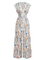 Beige 1950er Blumen V-Ausschnitt Flügelärmel Jumpsuit