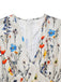Beige 1950er Blumen V-Ausschnitt Flügelärmel Jumpsuit