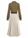 [Vorverkauf] Beige 1930er Streifen Revers Abnehmbare Krawatte Kleid