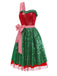 [Vorverkauf] Rot & Grün 1970er Weihnachten Ein-Riemen Netz Kleid