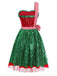 [Vorverkauf] Rot & Grün 1970er Weihnachten Ein-Riemen Netz Kleid