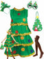 Grün 1960er Weihnachtsbaum Stufen Kleid Set