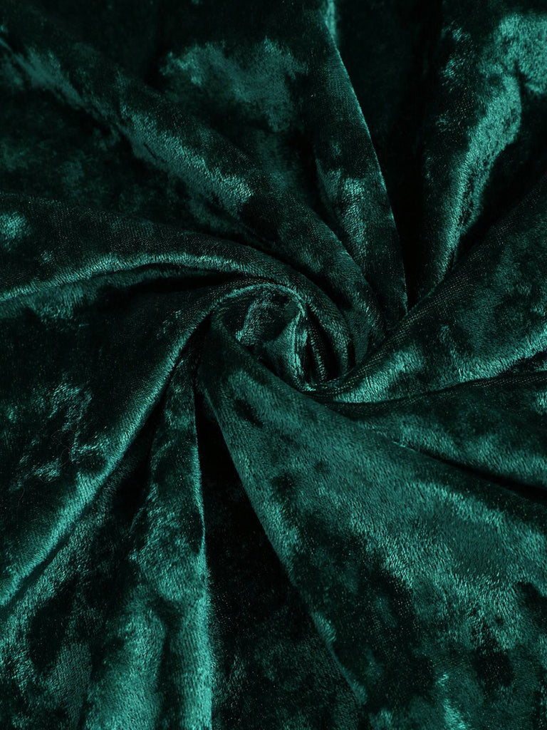 [Übergröße] Grün 1950er Schnalle Träger Samt Ärmellos Kleid