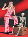 [Vorverkauf] Rosa 1930er Halloween Revers Blut Gürtel Jumpsuit