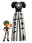 [Vorverkauf] Schwarz 1950er Halloween Spinnennetz Streifen Puffärmel Jumpsuit