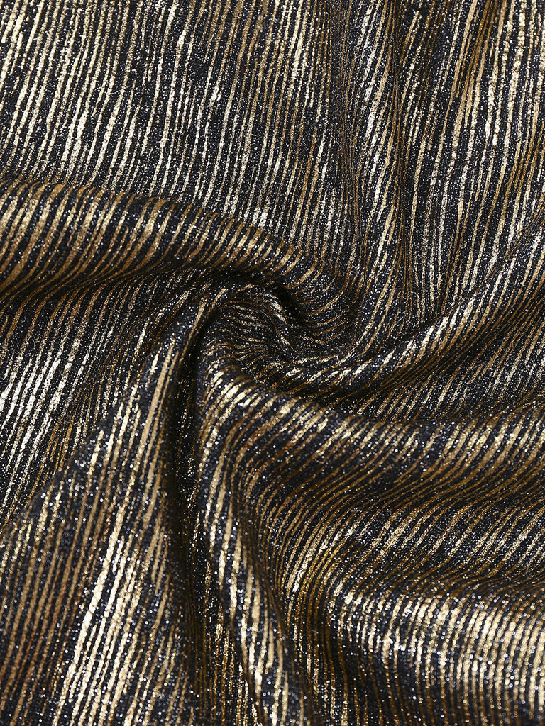 [Vorverkauf] Gold 1980er Schwarz Vergoldet Glockenärmel Shirt Jumpsuit