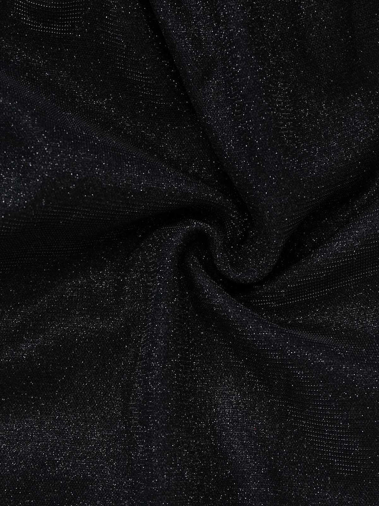 [Vorverkauf] Schwarz 1960er Bogen Trägerlos Glitter Tulpen Kleid