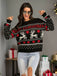Schwarz 1930er Weihnachten Rentier Herzen Pullover