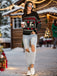 Schwarz 1930er Weihnachten Rentier Herzen Pullover