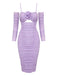 [Vorverkauf] Lavendel 1960er 3D Blume Gerüschtes Netz Kleid