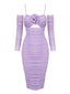 [Vorverkauf] Lavendel 1960er 3D Blume Gerüschtes Netz Kleid