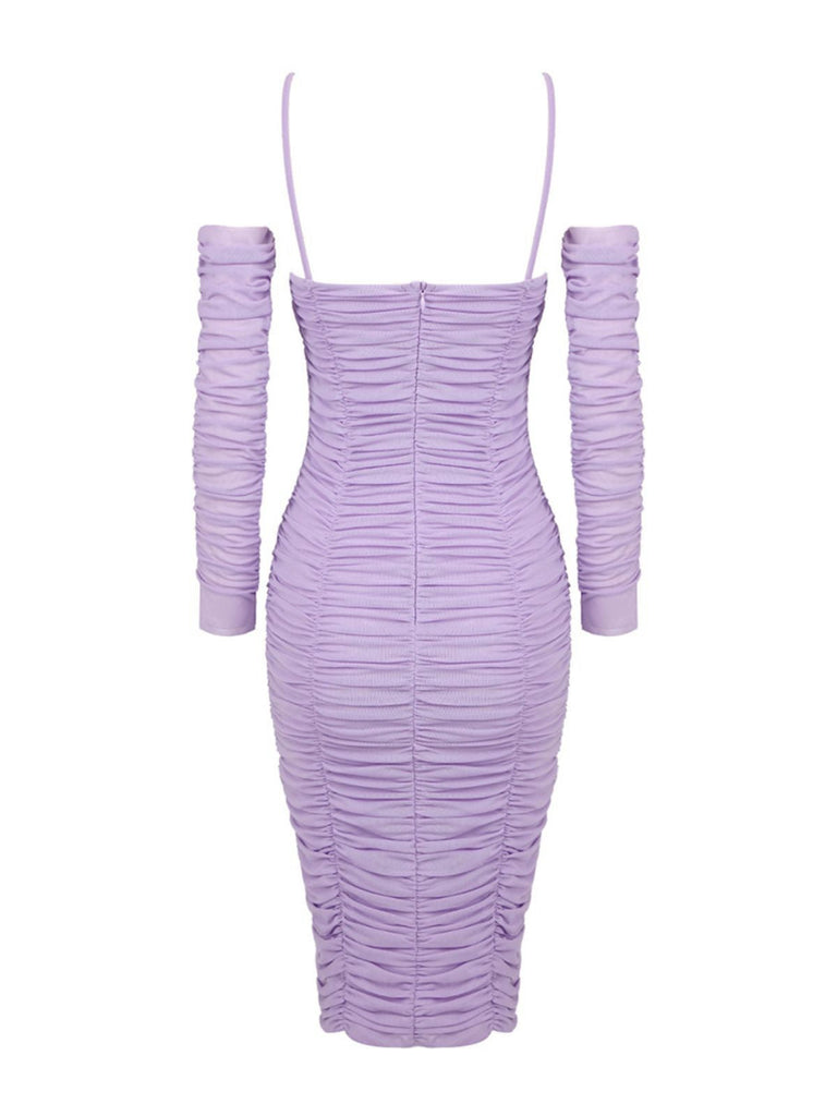 [Vorverkauf] Lavendel 1960er 3D Blume Gerüschtes Netz Kleid