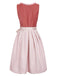 2PCS Rosa 1950er Oktoberfest Dirndl Samt Jacquard Kleid & Schürze
