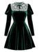 [Vorverkauf] Grün 1960er Viktorianisch Samt Spitze Kleid