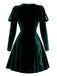 [Vorverkauf] Grün 1960er Viktorianisch Samt Spitze Kleid
