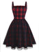 [Vorverkauf] Rot & Schwarz 1950er Plaid Bogen Netz Kleid
