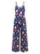Blau 1930er Weihnachten Elemente Gedruckt Träger Jumpsuit