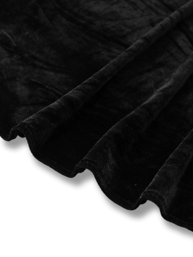 [Vorverkauf] Schwarz 1950er Feder Transparente Ärmel Leder Kleid