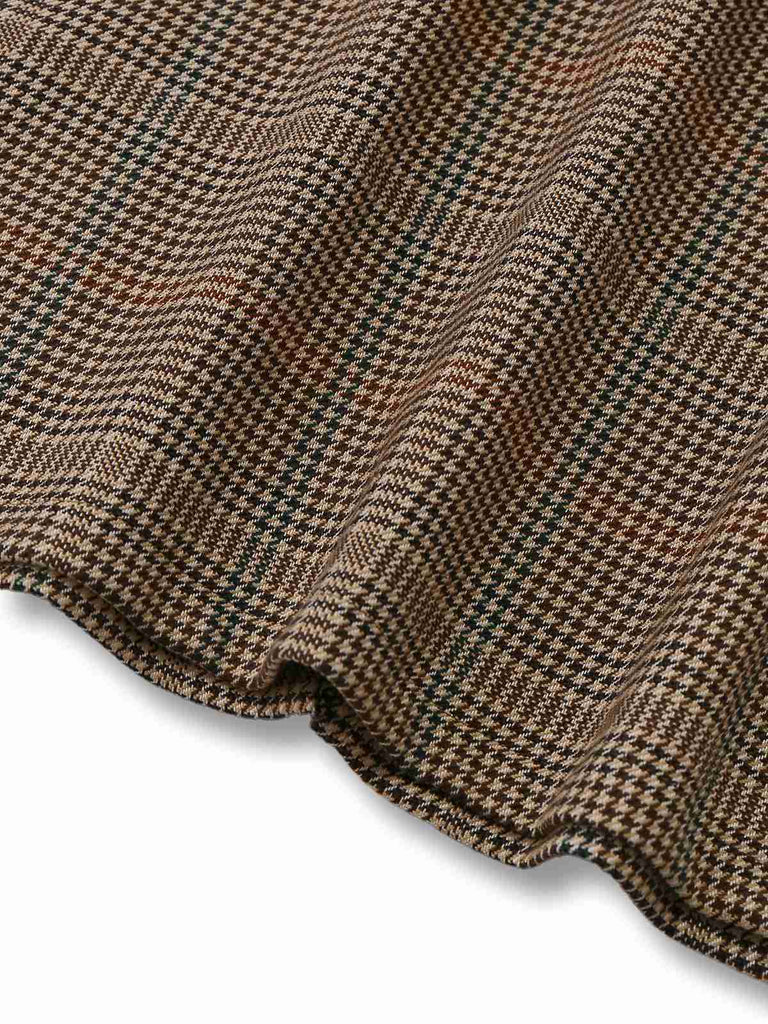 [Vorverkauf] Braun 1960er Hahnentritt Suspender Bleistift Rock