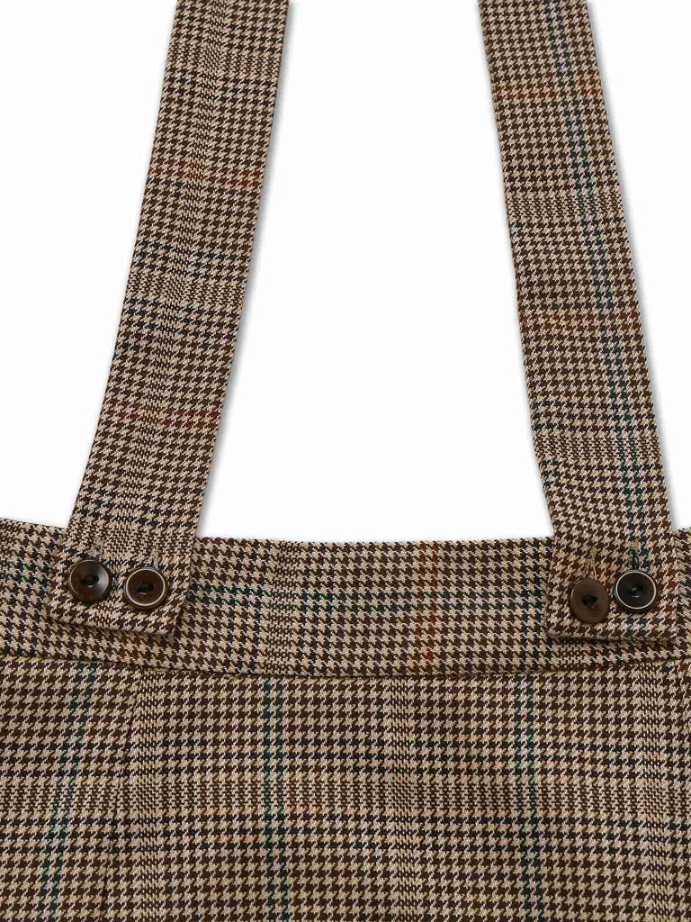 [Vorverkauf] 2PCS Beige 1960er Schlitzärmel Bluse & Hahnentritt Rock