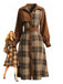Braun 1950er Plaid Cord Hemdkragen Kleid