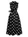 1950er Wickel V-Ausschnitt Polka Dot Gürtel Kleid