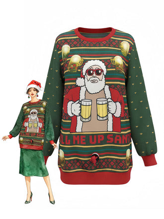 1950er Weihnachten Bier Santa Cheers Pullover