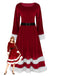 1940er Weihnachtsmann Faux Fur Trim Samt Kleid