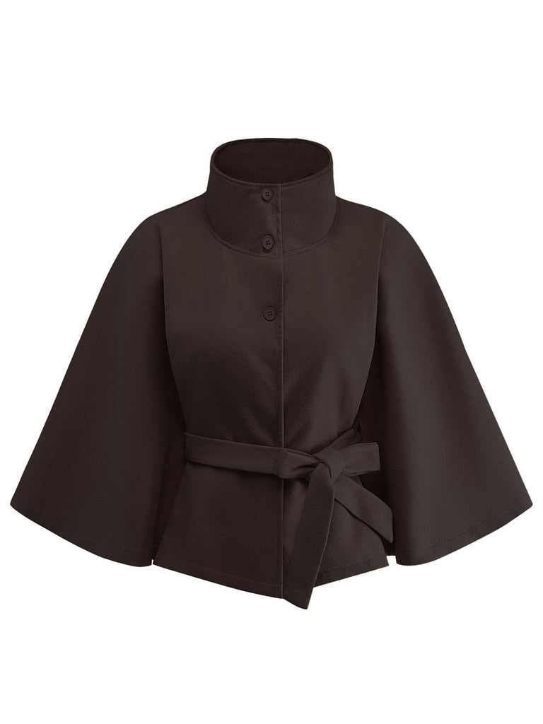 1970er Solide Rollkragen Gürtel Cape Jacke