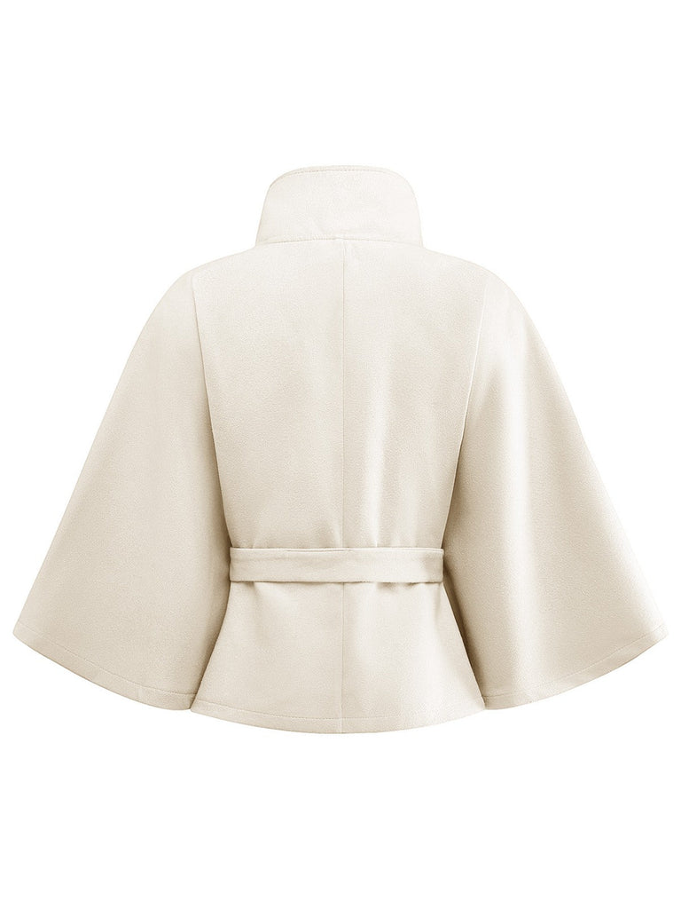 1970er Solide Rollkragen Gürtel Cape Jacke