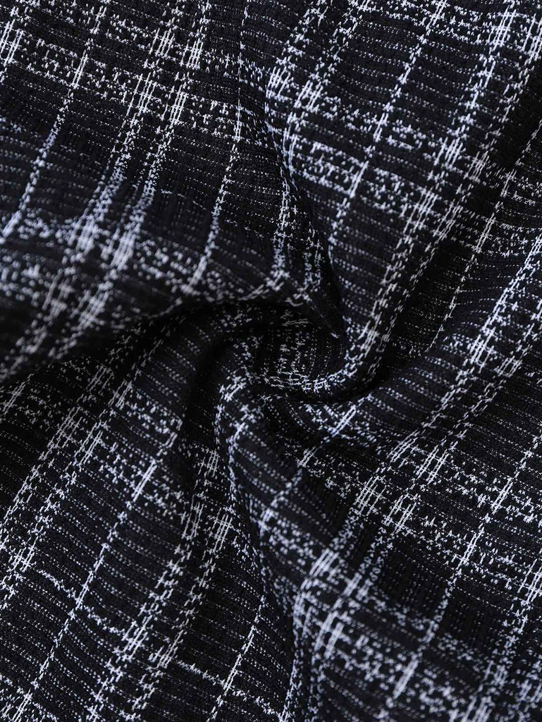 Schwarz 1940er Baumwolle Plaid Tief-V-Ausschnitt Overall Jumpsuit