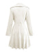 1940er Solide Stricken Groß V-Ausschnitt Tasten Kleid
