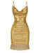 [Vorverkauf] Gold 1960er Metallisch Fransen Enges Party Kleid