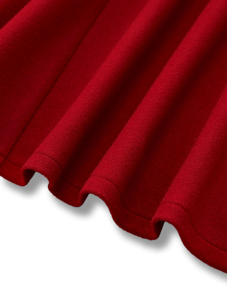 [Vorverkauf] Tiefrot 1930er Plaid Bogen Asymmetrisch Cape