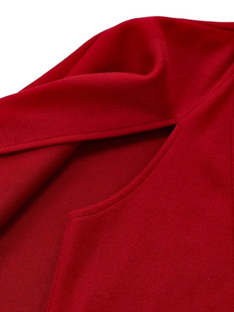 [Vorverkauf] Tiefrot 1930er Plaid Bogen Asymmetrisch Cape