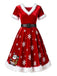 [Vorverkauf] Rot 1950er Santa Bestickt Samt Schneeflocke Kleid