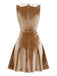 [Vorverkauf] Braun 1960er Weihnachten Lebkuchen Samt Kleid