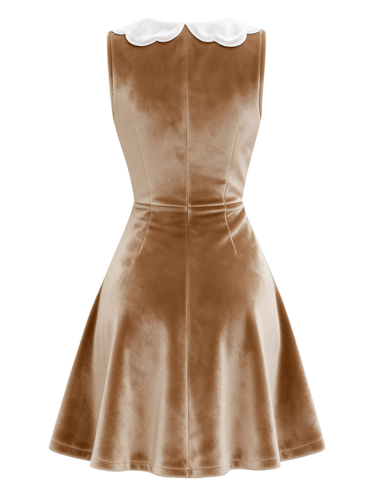 [Vorverkauf] Braun 1960er Weihnachten Lebkuchen Samt Kleid