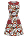 [Vorverkauf] Rot 1960er Weihnachtsmann & Schneemann Ärmellos Kleid