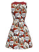 [Vorverkauf] Rot 1960er Weihnachtsmann & Schneemann Ärmellos Kleid