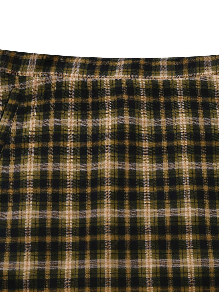[Vorverkauf] 2PCS Grün 1960er Plaid Diagonale Taste Jacke & Rock