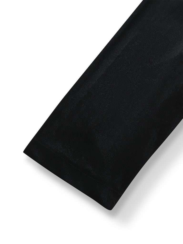 [Vorverkauf] [Übergröße] Schwarz 1950er Samt Pailletten V-Ausschnitt Langarm Kleid