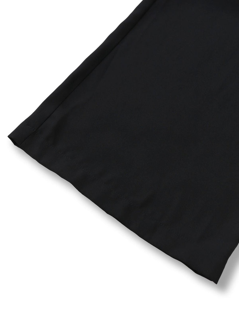 [Vorverkauf] Schwarz 1950er Spitze Mieder Perle Gürtel Sheer Ärmel Jumpsuit