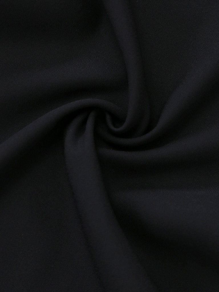 [Vorverkauf] Schwarz 1950er Spitze Mieder Perle Gürtel Sheer Ärmel Jumpsuit