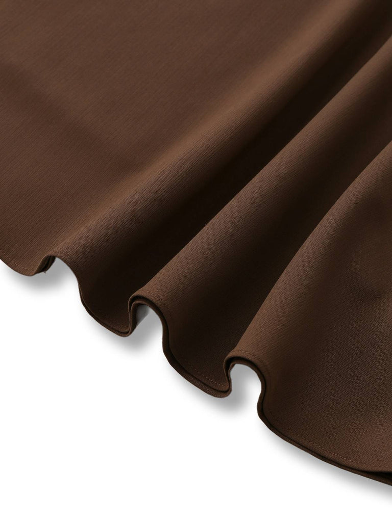 [Vorverkauf] 2PCS Braun 1940er Doppel Kunstpelz Kragen Jacke & A-Linien Rock