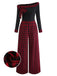 [Vorverkauf] Rot 1940er Schulterfrei Bogen Karo Patchwork Jumpsuit