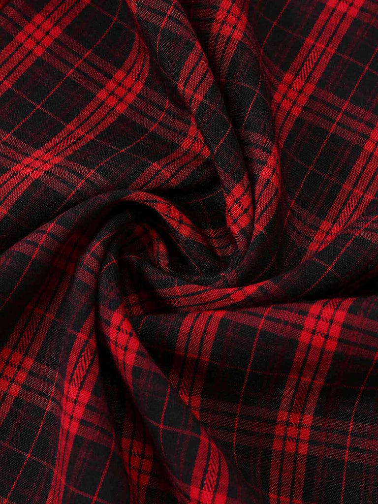 [Vorverkauf] Rot 1940er Schulterfrei Bogen Karo Patchwork Jumpsuit